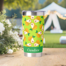 Custom name orange pears on green