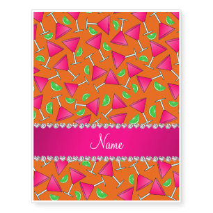 Custom name orange pink cosmos limes temporary tattoos