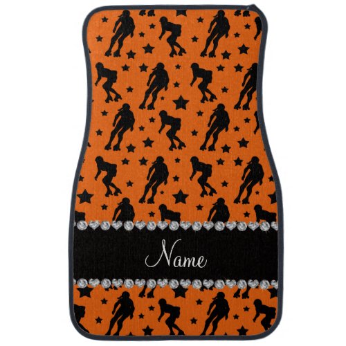 Custom name orange roller derby stars car floor mat