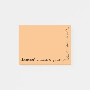 Custom Name Orange Scribble Pad Post-it Notes
