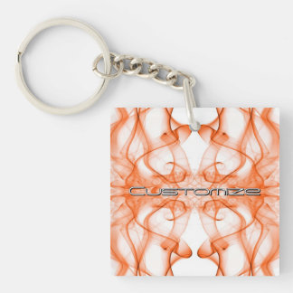 Custom Name Orange Smoke Symmetrical White Keychain