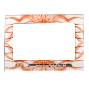 Custom Name Orange Smoke Symmetrical White Magnetic Frame