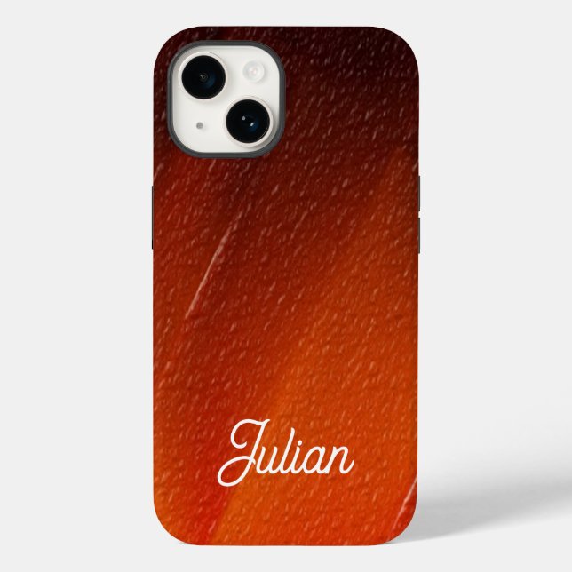 Custom name orange textured pattern Case-Mate iPhone case (Back)