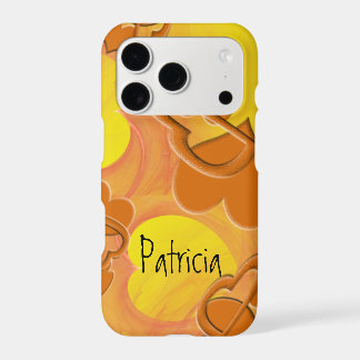 Custom Name Orange Yellow Hearts Artwork iPhone 17 Pro Case