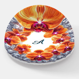 Custom Name Orchid Crystal Flower Desk Decor Gift Paperweight