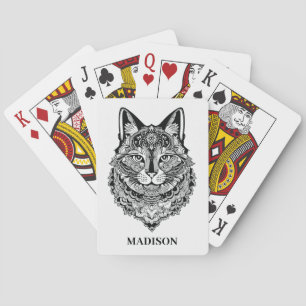 Custom Name Ornamental Cat Poker Cards