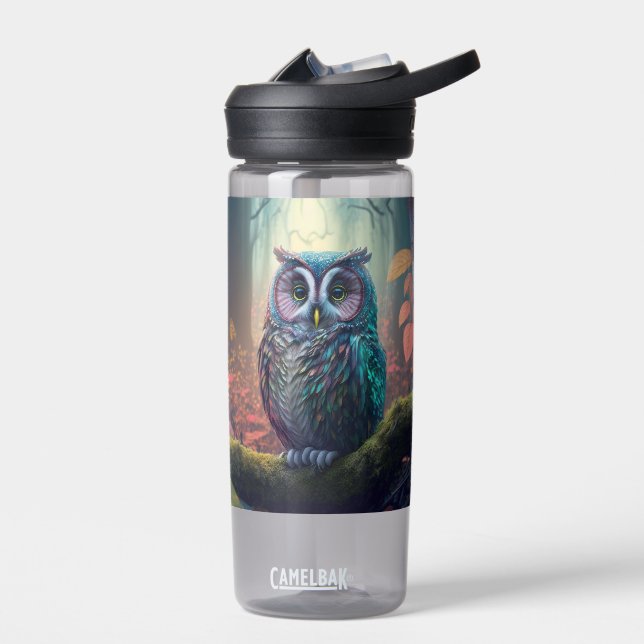 Custom Name Owl Forest Water Bottle (Left)