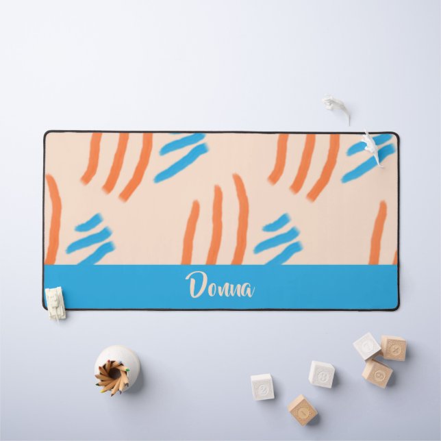 Custom name paint strokes patterned desk mat (Kids Table)