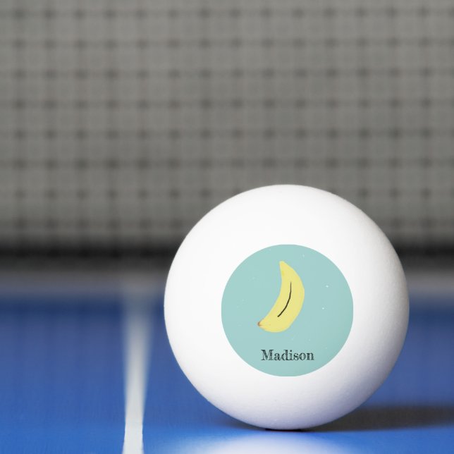 Custom name painted banana on blue ping pong ball (Net)