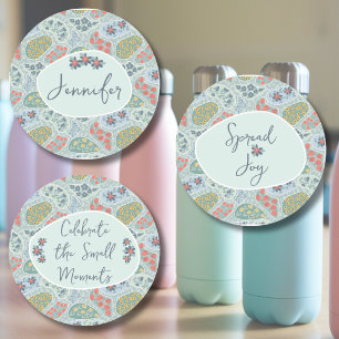 Custom Name Paisley Floral Waterproof Labels