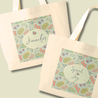 Custom Name Paisley Tote Bag | Spread Joy Design