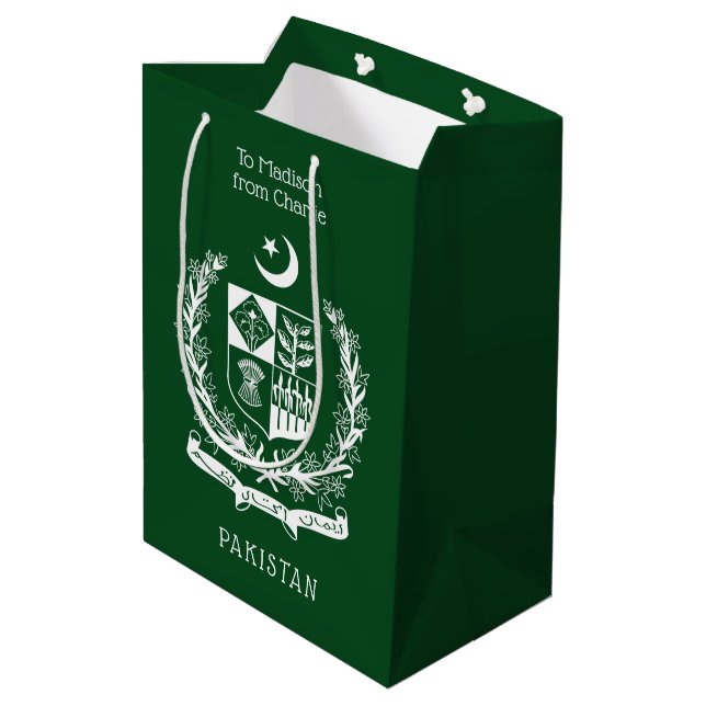 Custom Name Pakistan Medium Gift Bag (Back Angled)