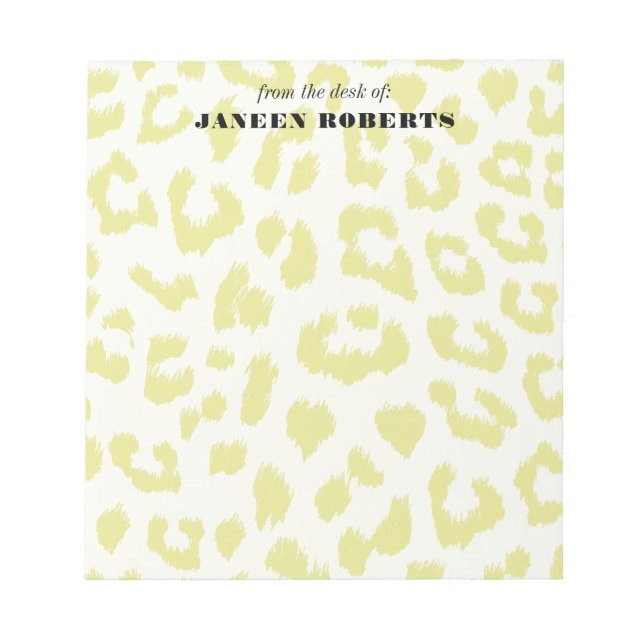 Custom Name Pale Green Leopard Print Notepad (Front)