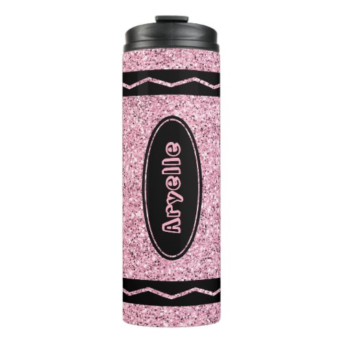 Custom Name Pale Pink Glitter Crayon Drink Tumbler