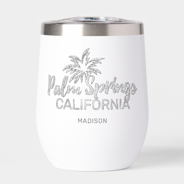 Custom Name Palm Springs California Thermal Wine Tumbler (Front)
