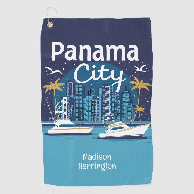 Custom Name Panama City Golf Towel (Front)