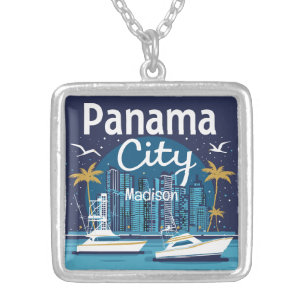 Custom Name Panama City Silver Plated Necklace
