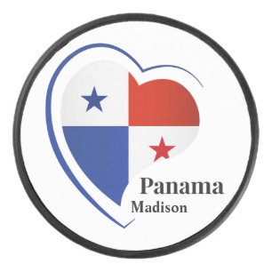 Custom Name Panama Love Hockey Puck
