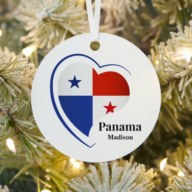 Custom Name Panama Love Metal Ornament (Insitu)