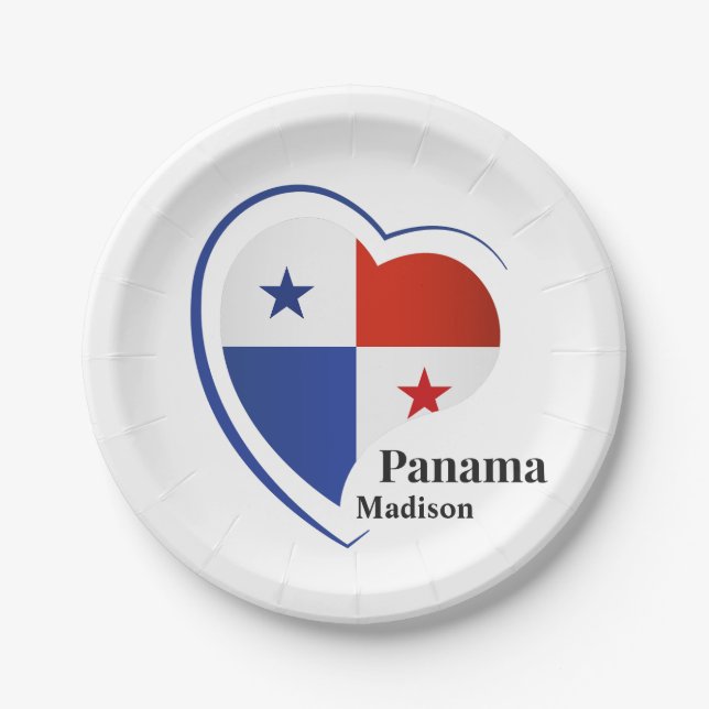 Custom Name Panama Love Paper Plates (Front)