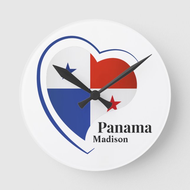Custom Name Panama Love Round Clock (Front)