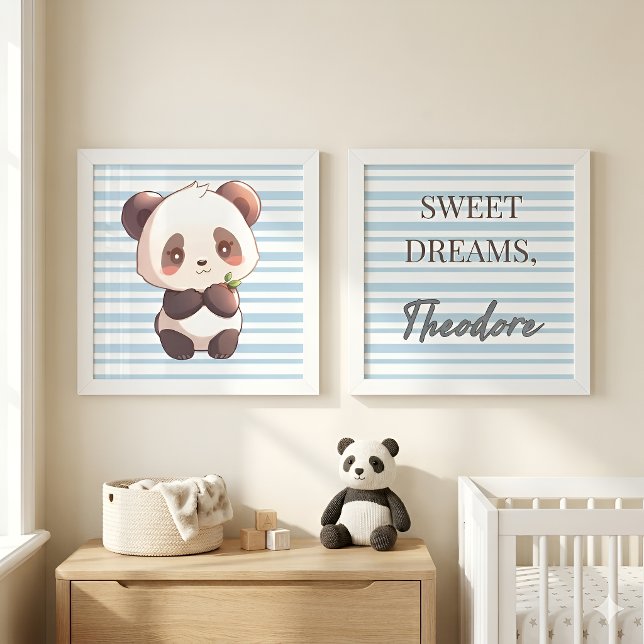 Custom Name Panda Bear Nursery Wall Art Sets (Creator Uploaded)
