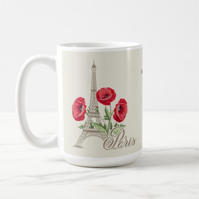 Custom name Paris France mugs (Left)
