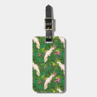 Custom Name Parrot Pattern With Palm Leaves Luggage Tag