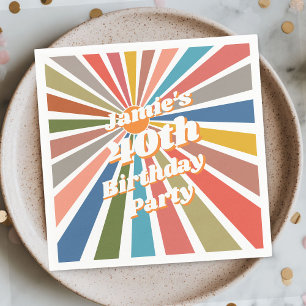  Custom Name Party Table Decor Fun Retro Rainbow Napkins