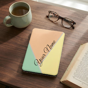 Custom Name Pastel Aesthetic Mint Peach Geometric Kindle Cover