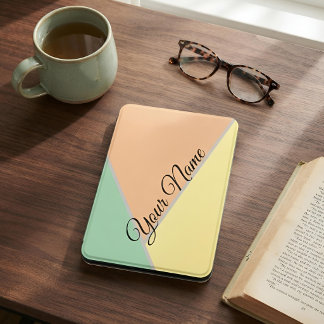 Custom Name Pastel Aesthetic Mint Peach Geometric Kindle Cover
