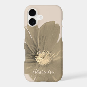 Custom Name Pastel Beige Gold Watercolor Flower iPhone 17 Case