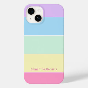 Custom Name Pastel Colors Horizontal Stripes Case-Mate iPhone 14 Case