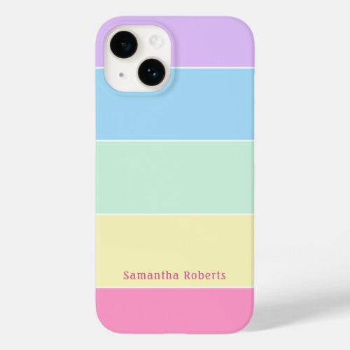 Custom Name Pastel Colors Horizontal Stripes  Case_Mate iPhone 14 Case