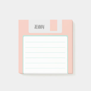 Custom Name Pastel Floppy Disk, Y2K Aesthetic Post-it Notes