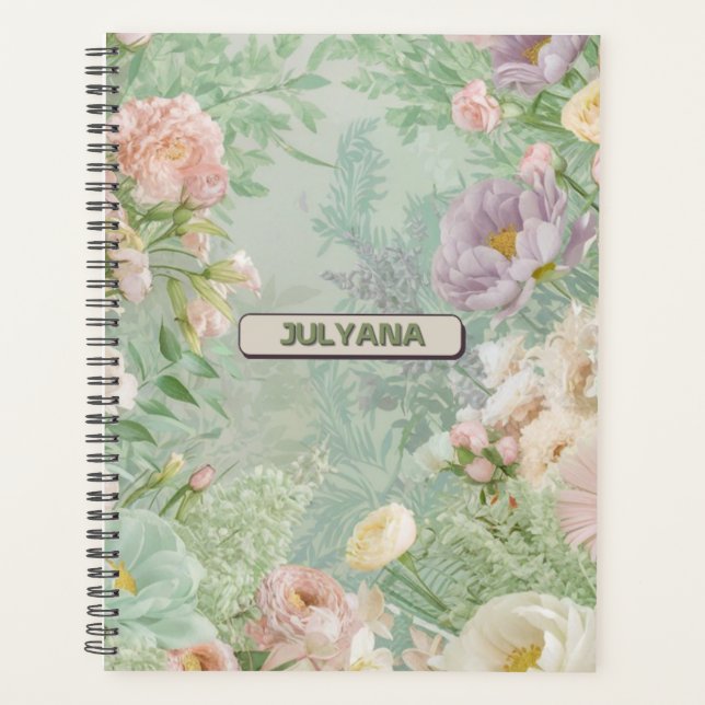 Custom Name pastel flower Planner (Front)