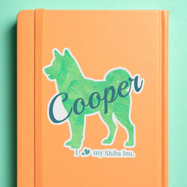 Custom Name Pastel green Shiba Inu dog Sticker (Creator Uploaded)