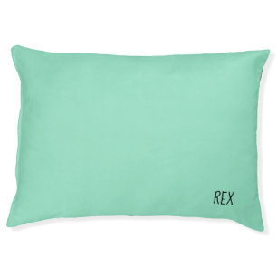 Custom Name Pastel Mint Solid Color Minimalist Pet Bed