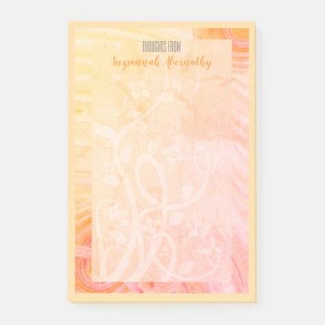 Custom Name Pastel Orange Pink Yellow Floral