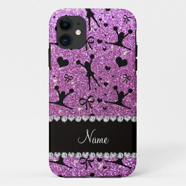 Custom name pastel purple glitter cheerleading Case-Mate iPhone case (Back)