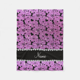 Custom name pastel purple glitter cheerleading fleece blanket