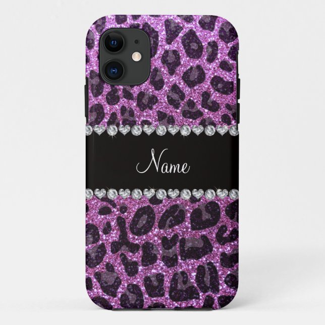 Custom name pastel purple glitter leopard print Case-Mate iPhone case (Back)