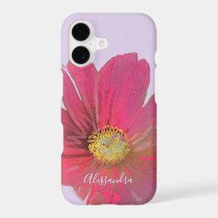 Custom Name Pastel Purple Red Watercolor Flower iPhone 17 Case