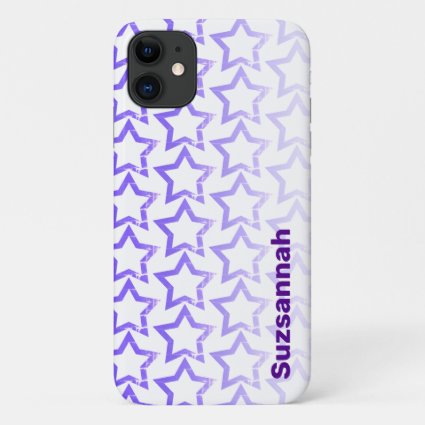 Custom Name Pastel Purple Star Pattern Case-Mate iPhone Case