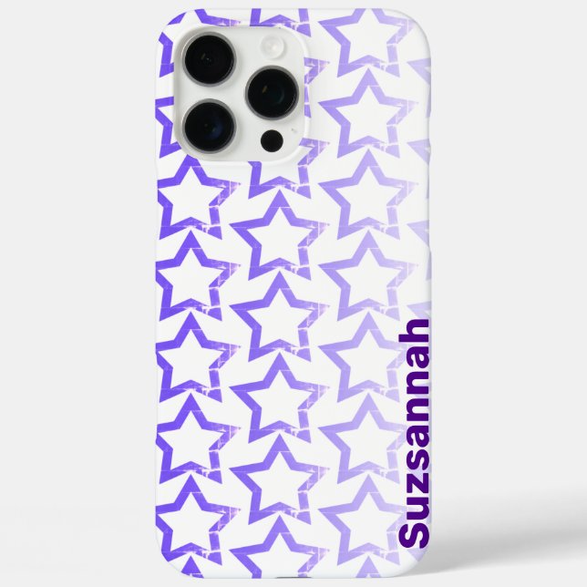 Custom Name Pastel Purple Star Pattern Case-Mate iPhone Case (Back)