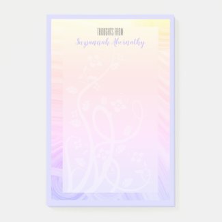 Custom Name Pastel Rainbow Floral and Vines Post-it Notes
