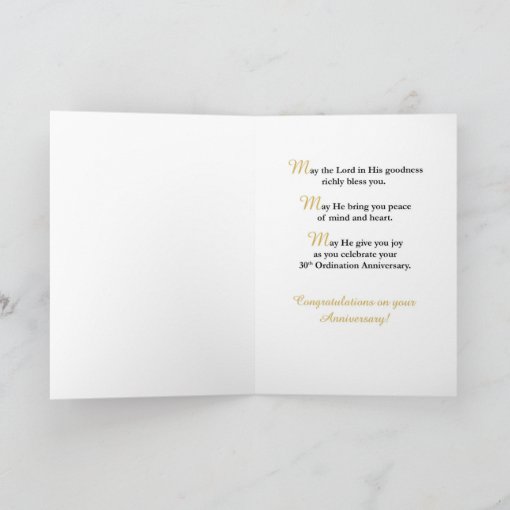 Custom Name Pastor 30 Year Ordination Anniversary Card | Zazzle