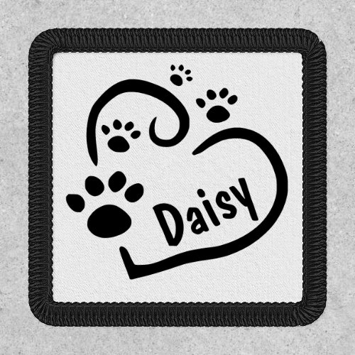 Custom Name Patch With Paw Prints and a Heart