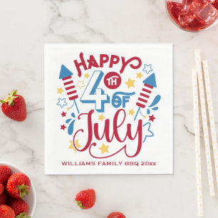 Custom Name Patriotic 4th of July Napkins