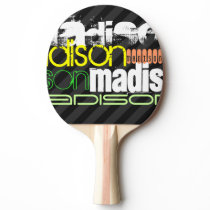Custom Name Pattern on Black & Gray Stripes Ping-Pong Paddle Custom Name Pattern on Black & Gray Stripes Ping-Pong Paddle